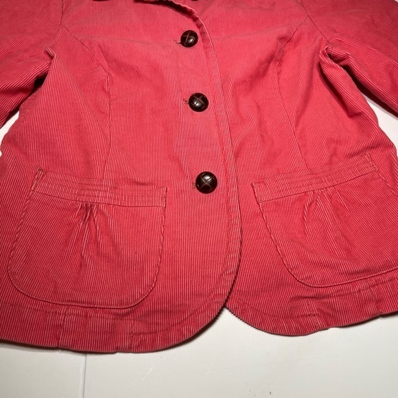 Ladies LL Bean Size 8 Petite Pink Corduroy Button Up Jacket Sleeves Embroidered. - Picture 7 of 10
